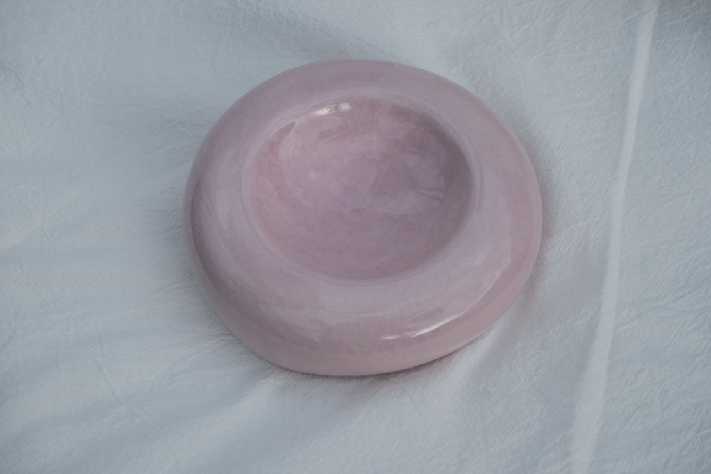 Pink Crackle Trinket Dish