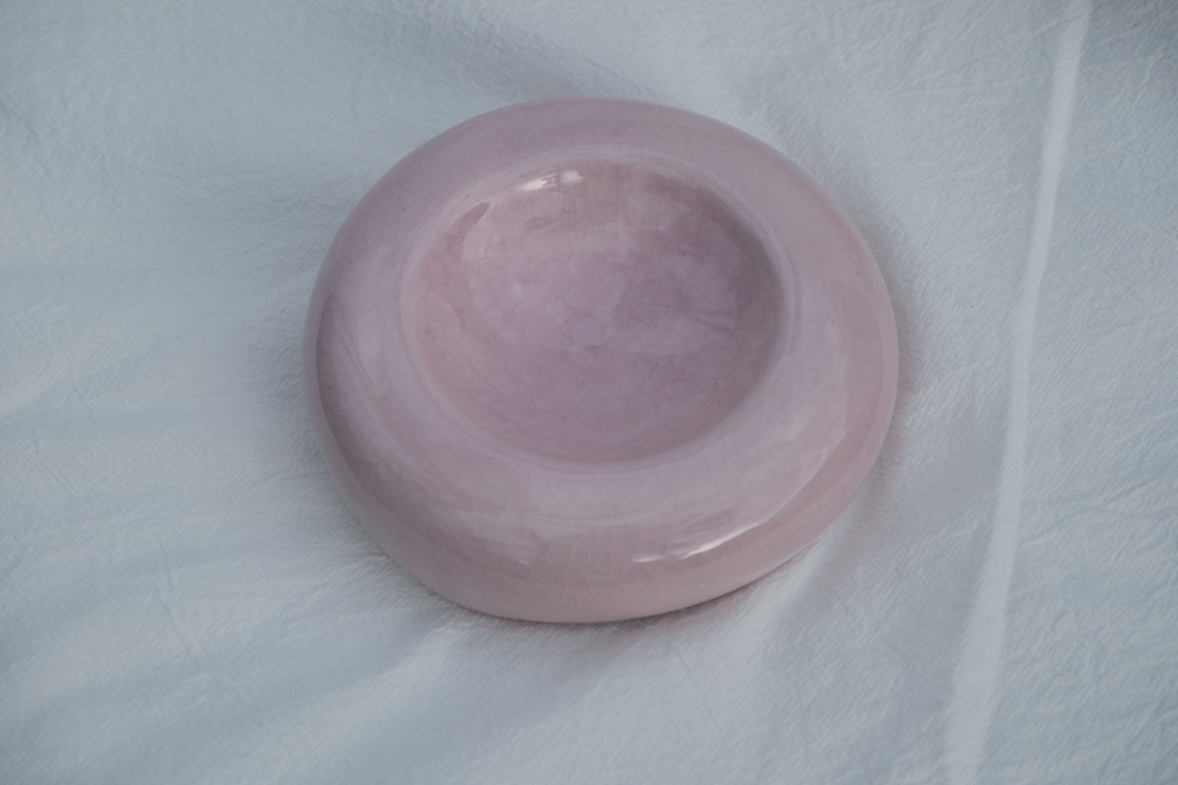 Pink Crackle Trinket Dish