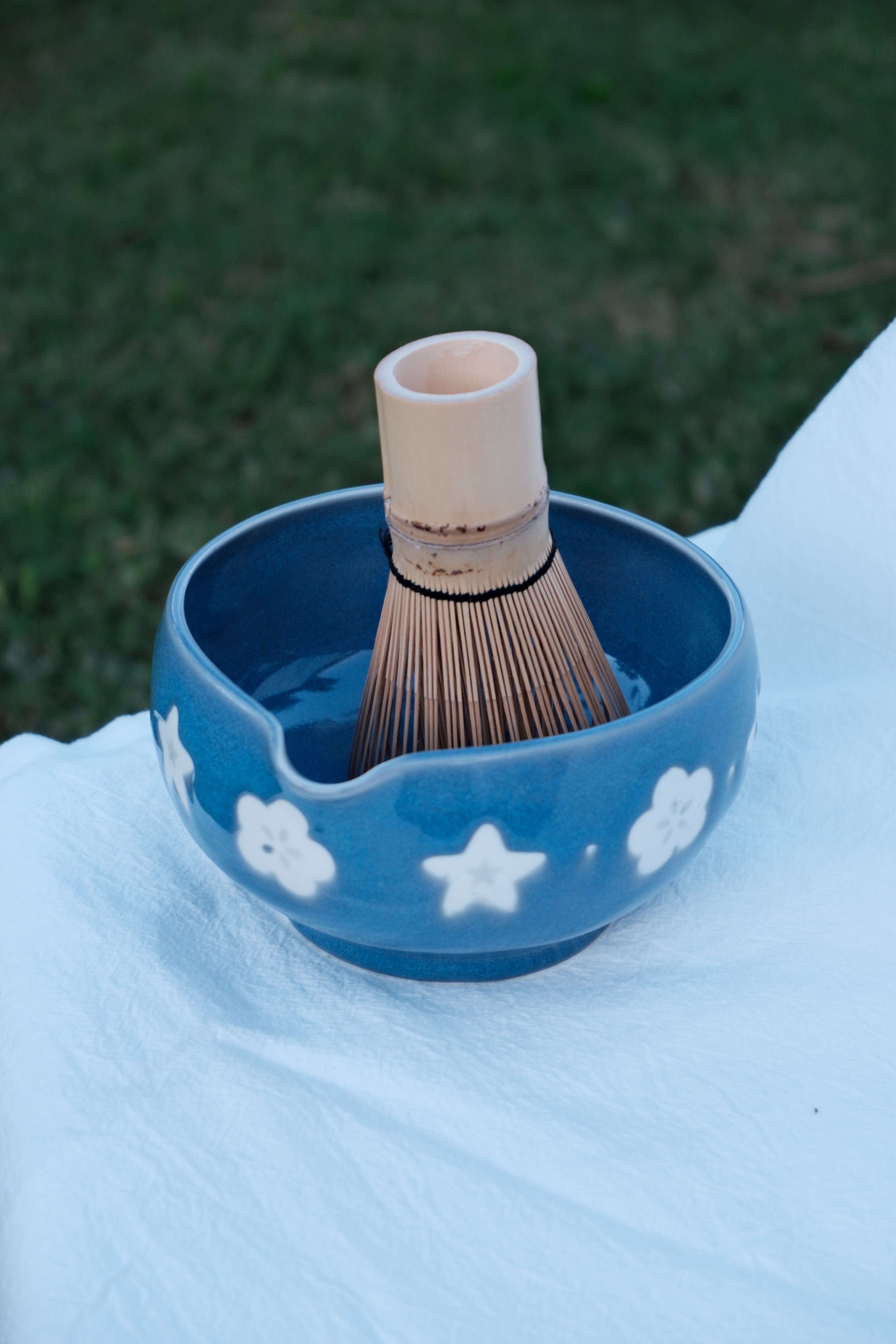Star & Flower Blue Matcha Bowl